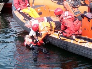 Working Over Water Operative Rescued By Safety Boat Services